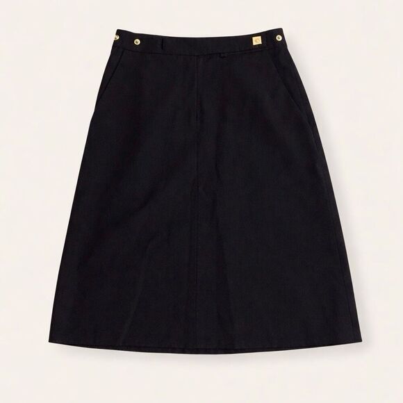 Diane Von Furstenberg Dresses & Skirts - Diane von Furstenberg Black Wool Straight Skirt Size 4 Gold Snap Detail
